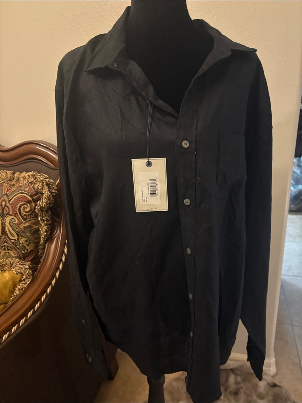 Men's Lightweight Black Shirt Jacket - Relaxed Button-Up